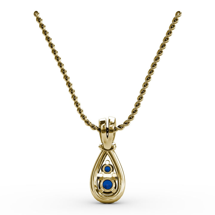 Teardrop Sapphire and Diamond Pendant