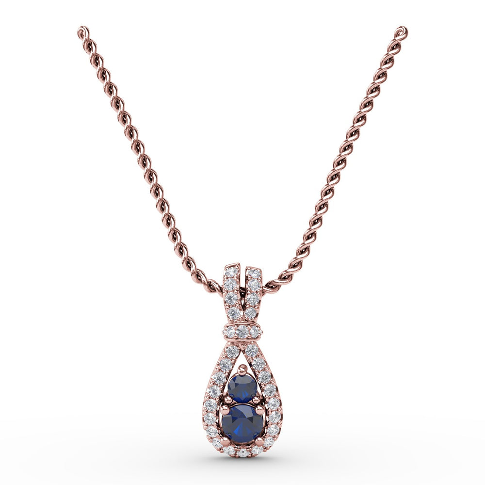 Teardrop Sapphire and Diamond Pendant