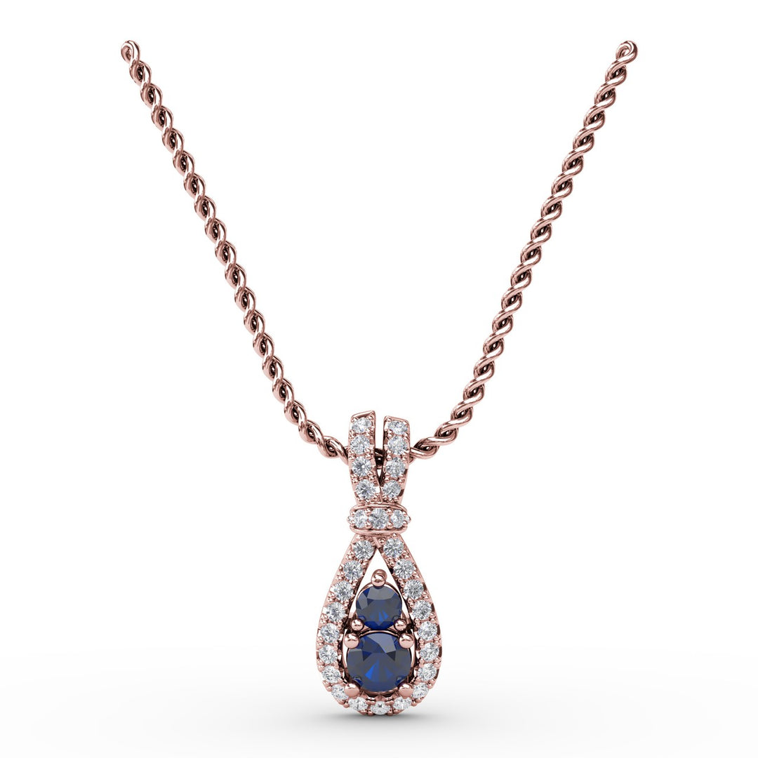 Teardrop Sapphire and Diamond Pendant