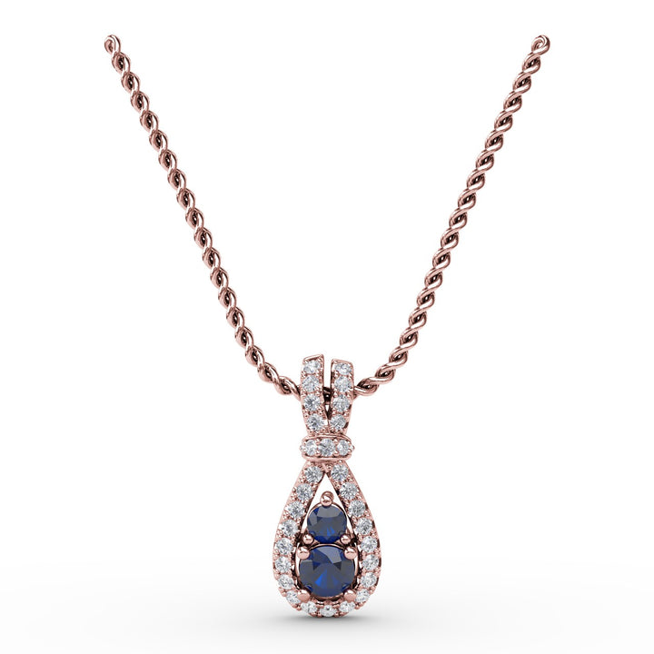 Teardrop Sapphire and Diamond Pendant