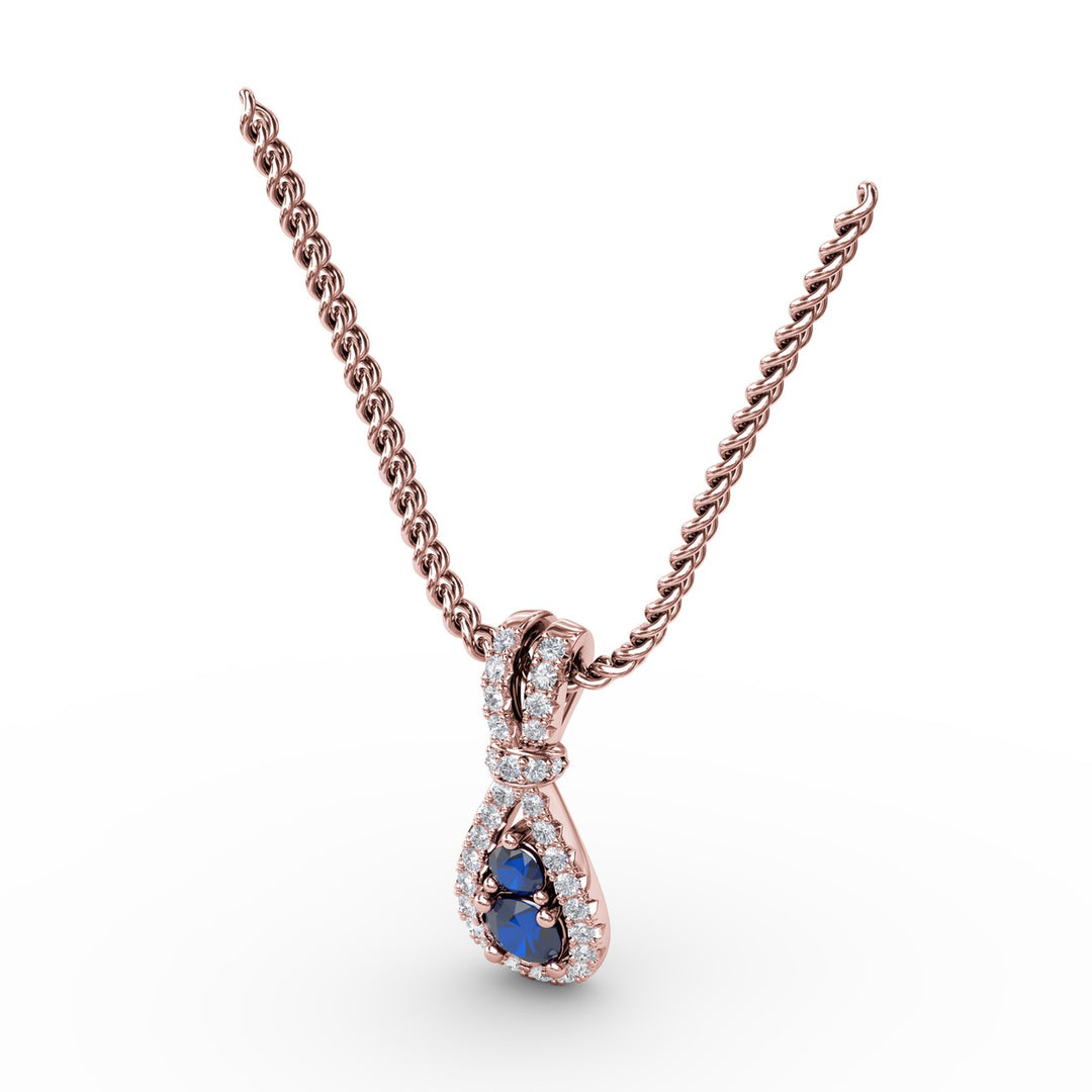 Teardrop Sapphire and Diamond Pendant