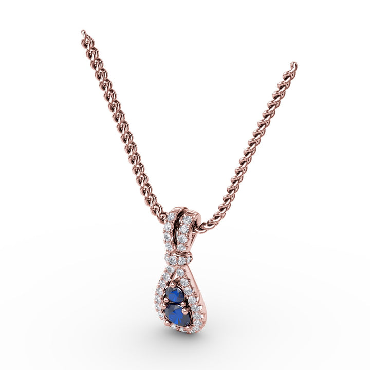 Teardrop Sapphire and Diamond Pendant