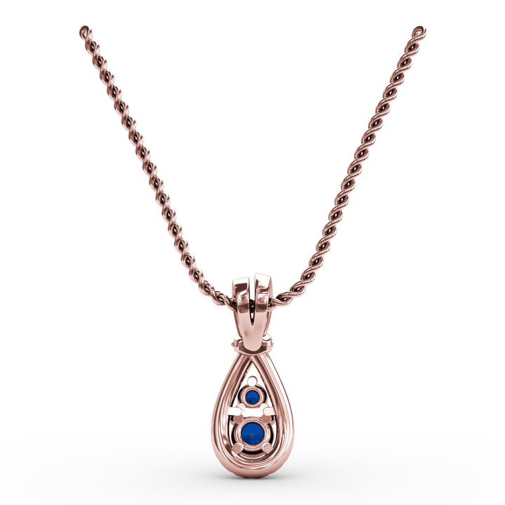 Teardrop Sapphire and Diamond Pendant