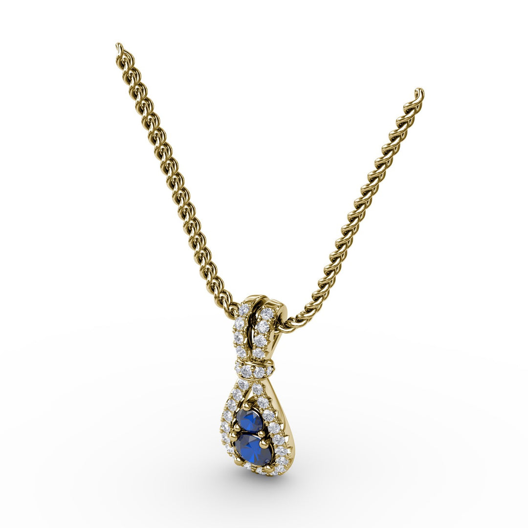 Teardrop Sapphire and Diamond Pendant