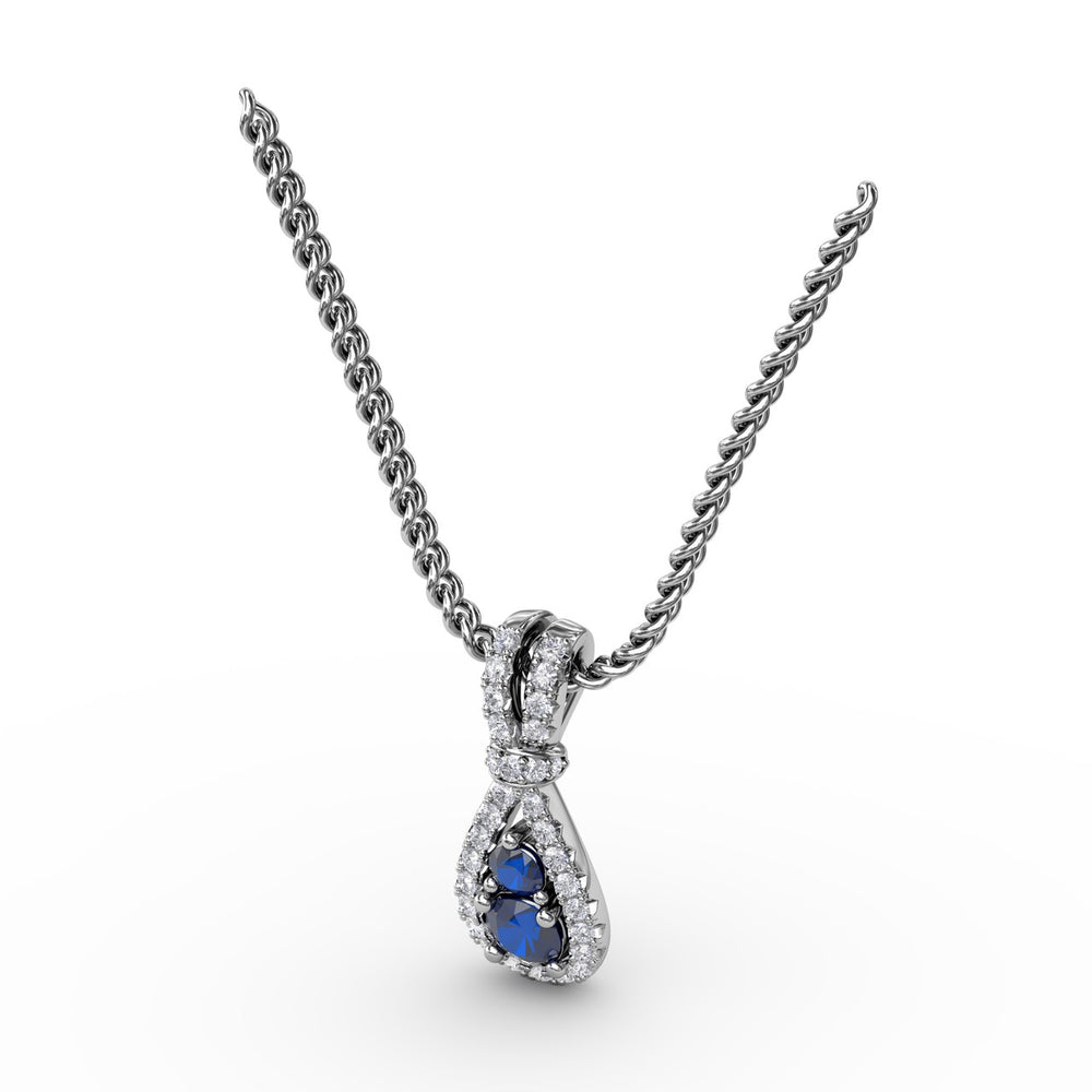 Teardrop Sapphire and Diamond Pendant