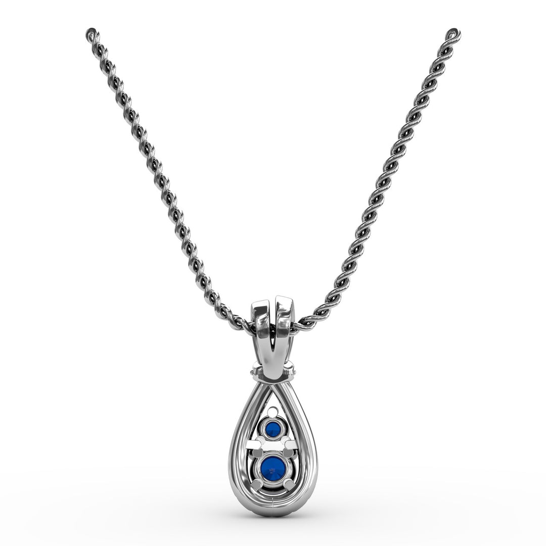Teardrop Sapphire and Diamond Pendant