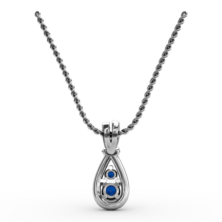 Teardrop Sapphire and Diamond Pendant