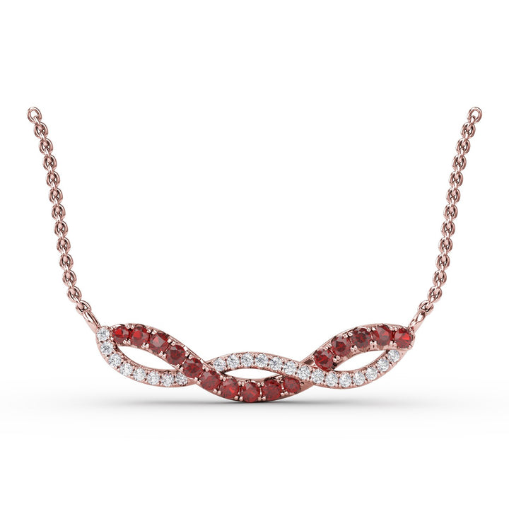 Ruby and Diamond Twist Pendant