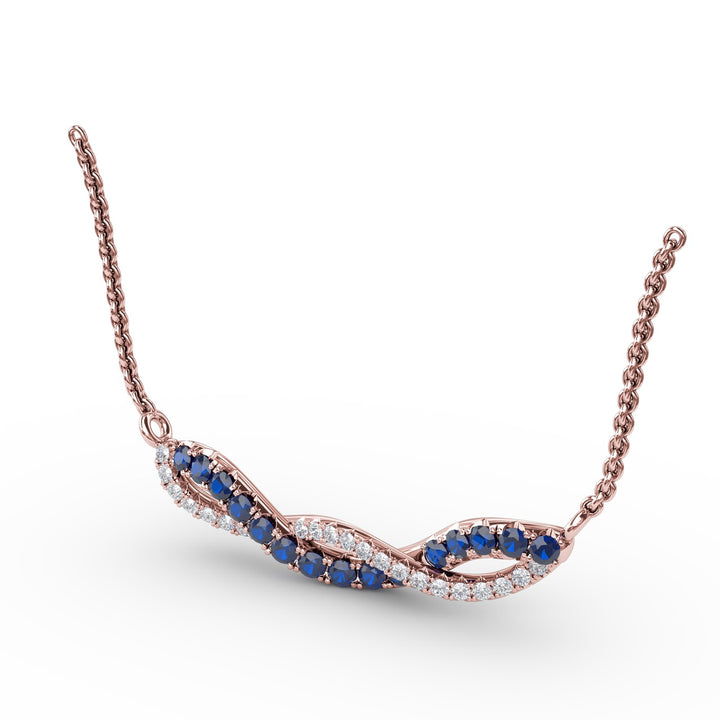 Sapphire and Diamond Twist Pendant