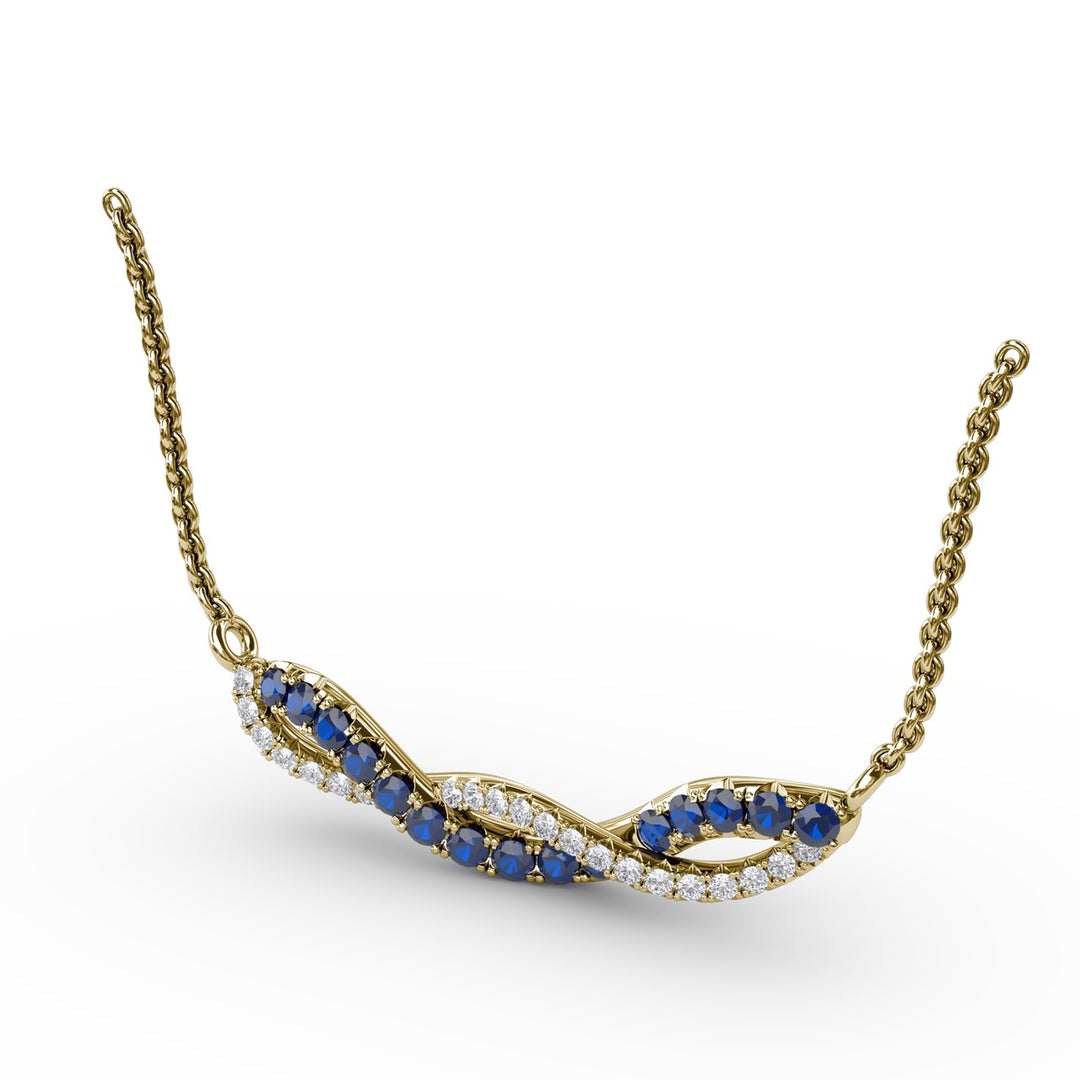 Sapphire and Diamond Twist Pendant