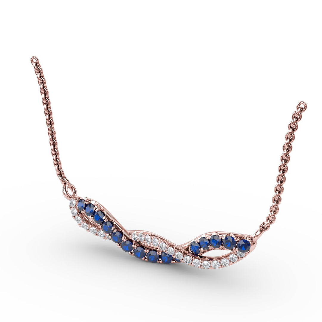 Sapphire and Diamond Twist Pendant