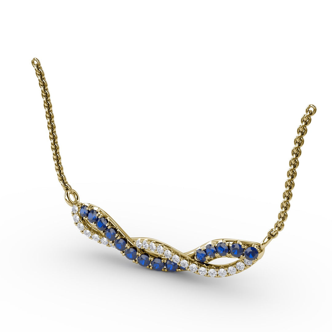 Sapphire and Diamond Twist Pendant