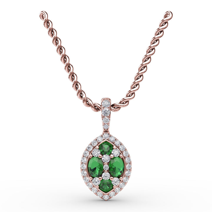 Marquise Emerald and Diamond Pendant