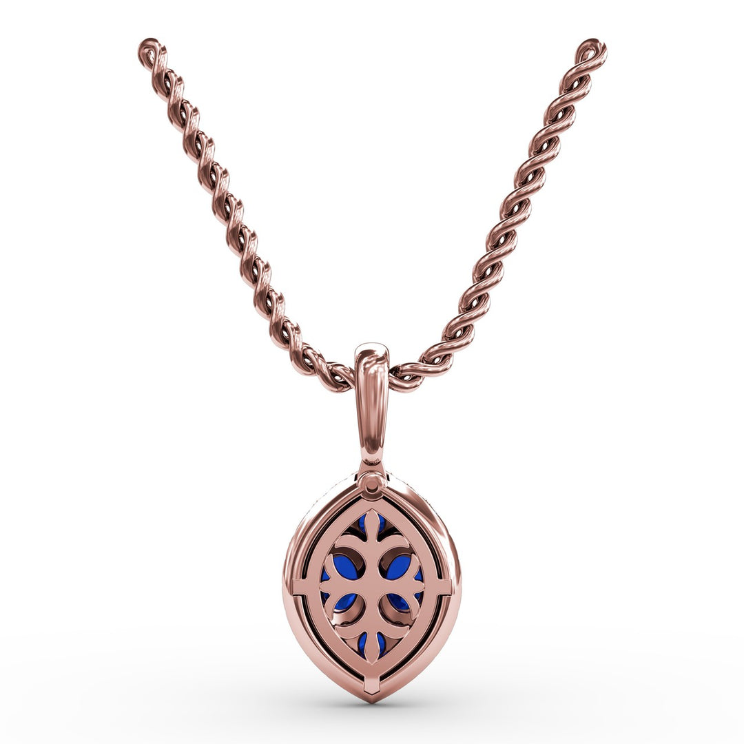 Marquise Sapphire and Diamond Pendant