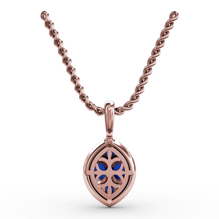 Marquise Sapphire and Diamond Pendant