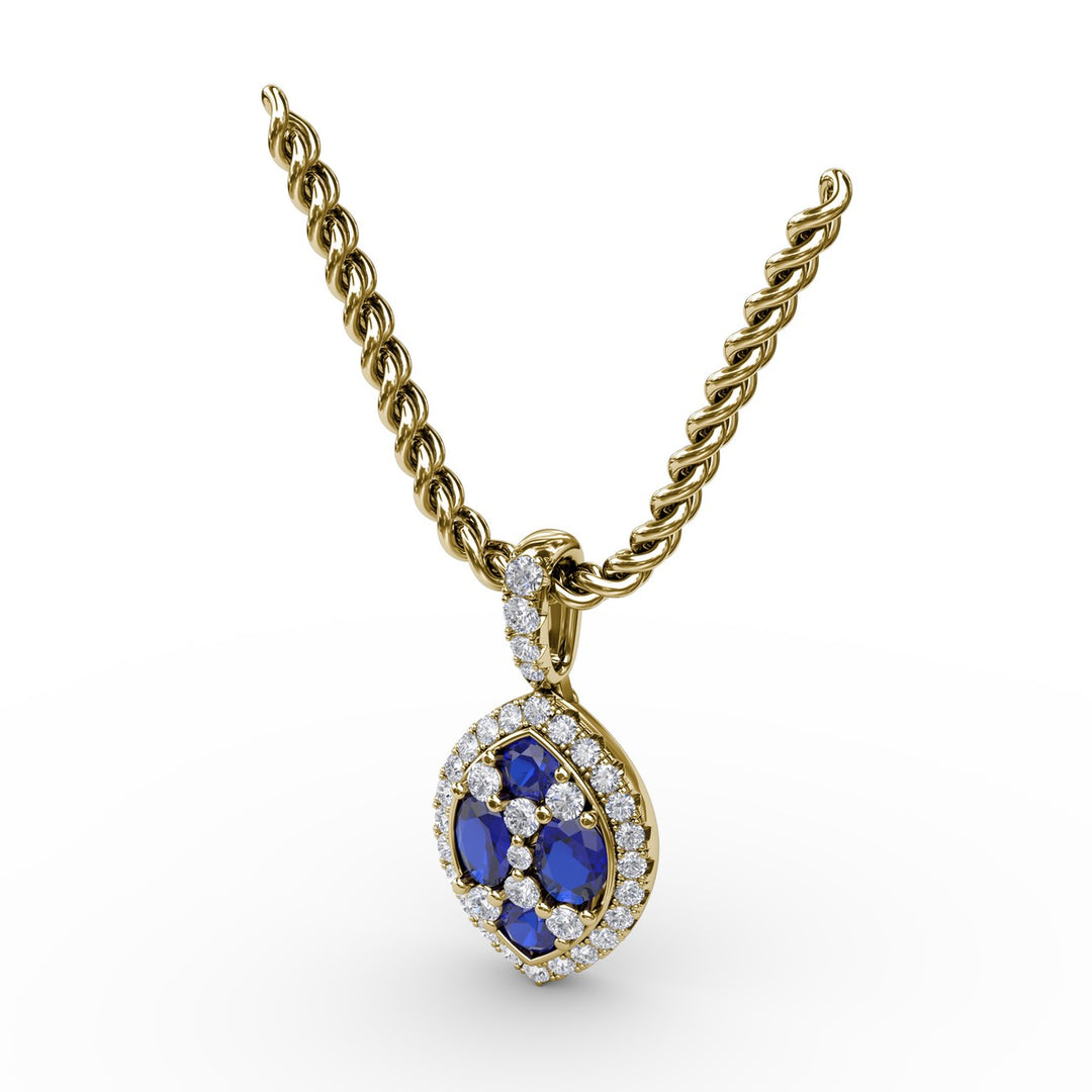 Marquise Sapphire and Diamond Pendant
