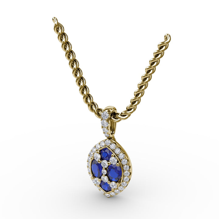 Marquise Sapphire and Diamond Pendant