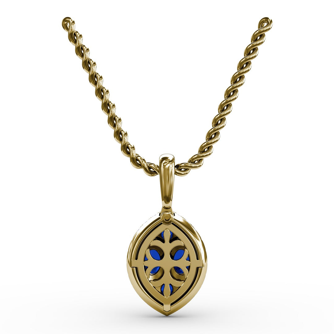 Marquise Sapphire and Diamond Pendant