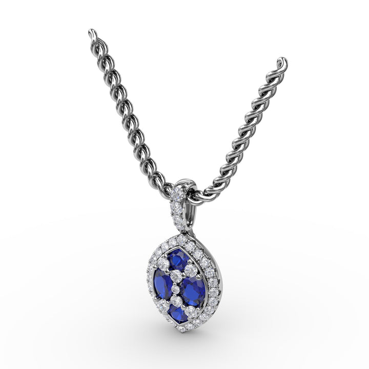 Marquise Sapphire and Diamond Pendant