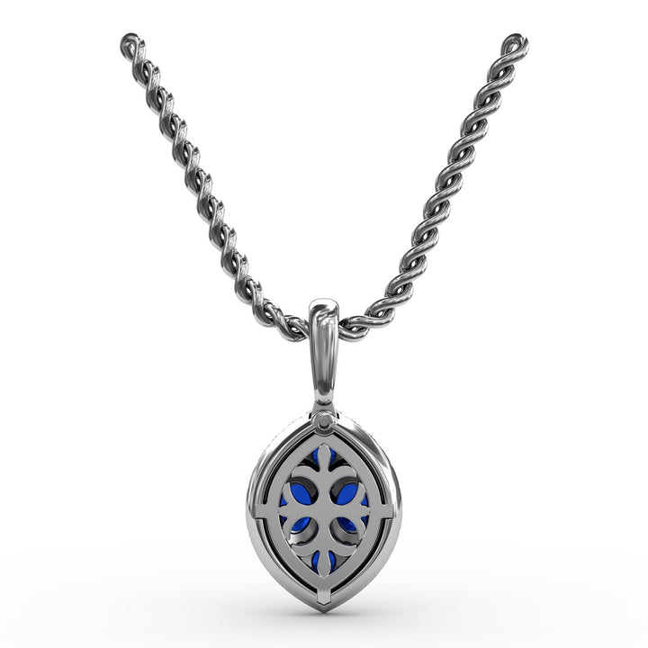 Marquise Sapphire and Diamond Pendant