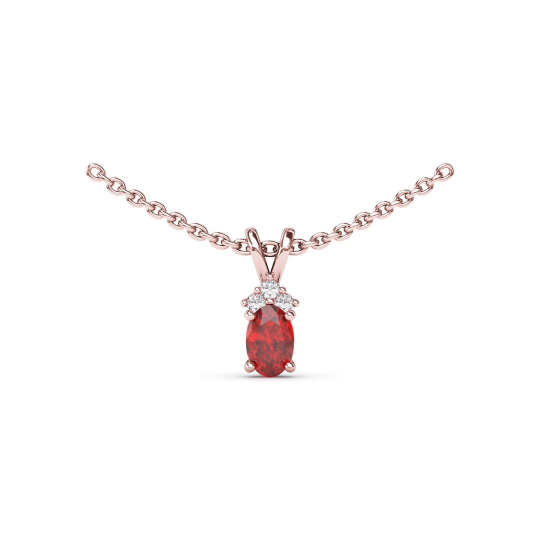 Oval Ruby and Diamond Pendant