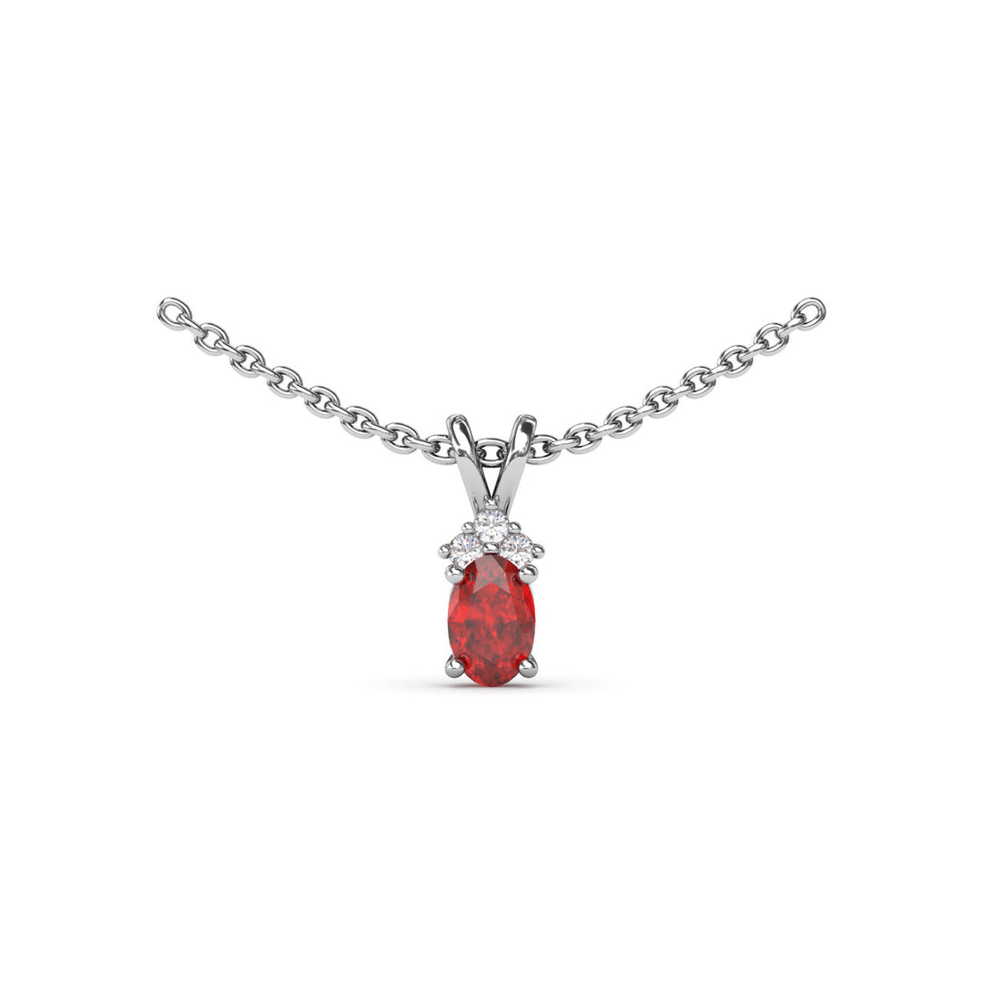 Oval Ruby and Diamond Pendant