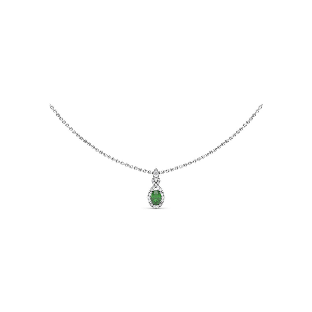 Love Knot Emerald and Diamond Pendant