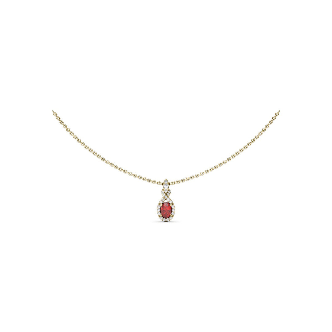 Love Knot Ruby and Diamond Pendant