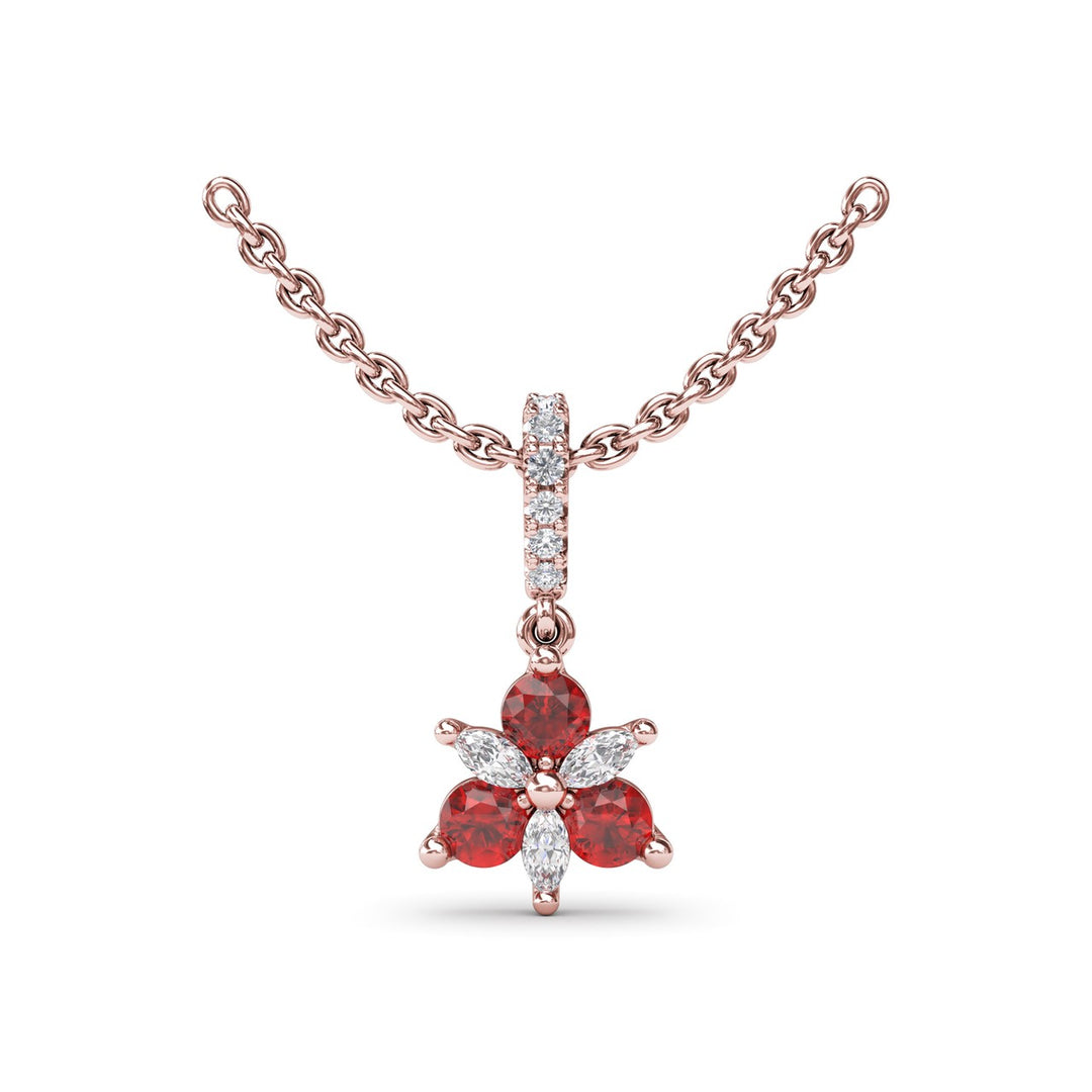Trio Stud with Marquise and Ruby Diamond Pendant