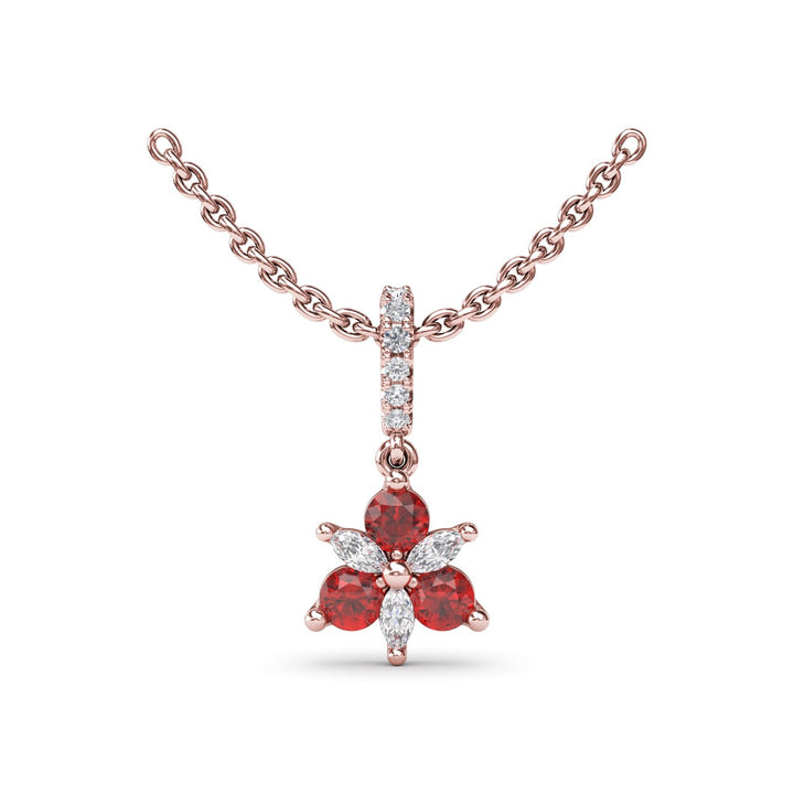 Trio Stud with Marquise and Ruby Diamond Pendant