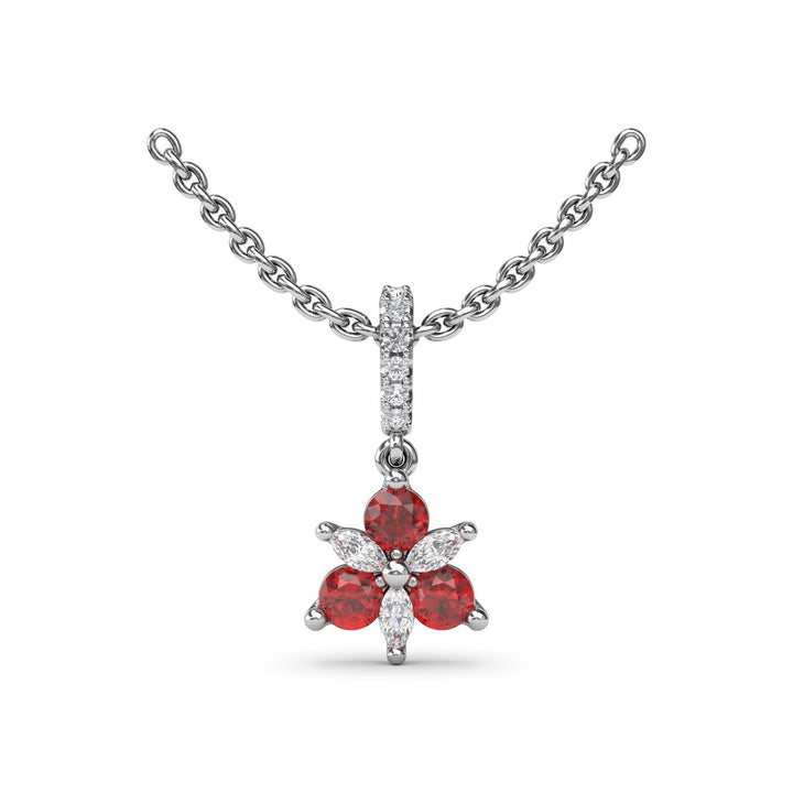 Trio Stud with Marquise and Ruby Diamond Pendant