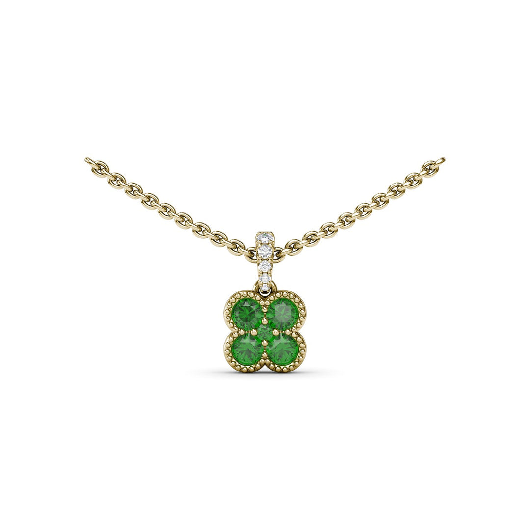 Magnolia Milgrain Emerald Pendant
