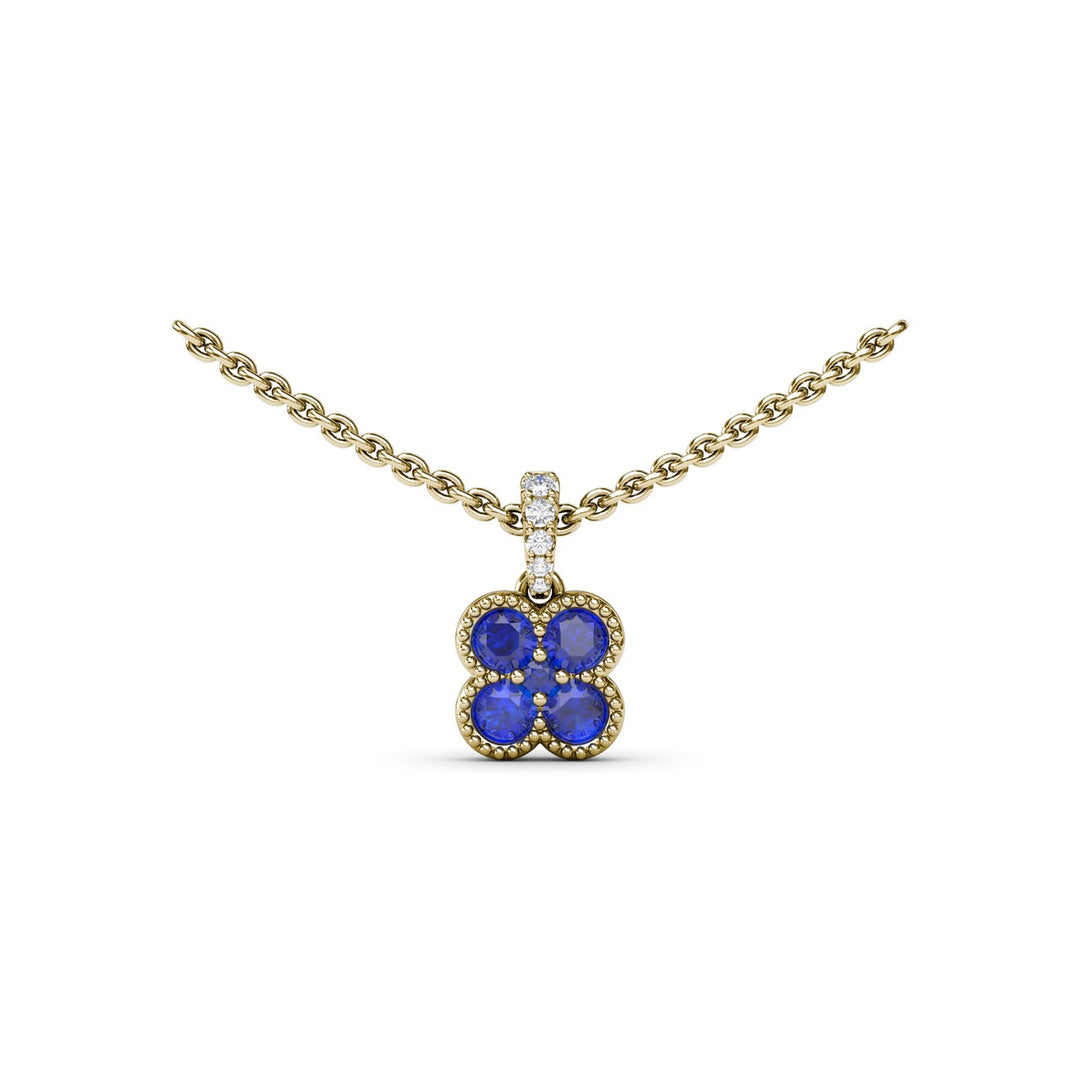 Magnolia Milgrain Sapphire Pendant