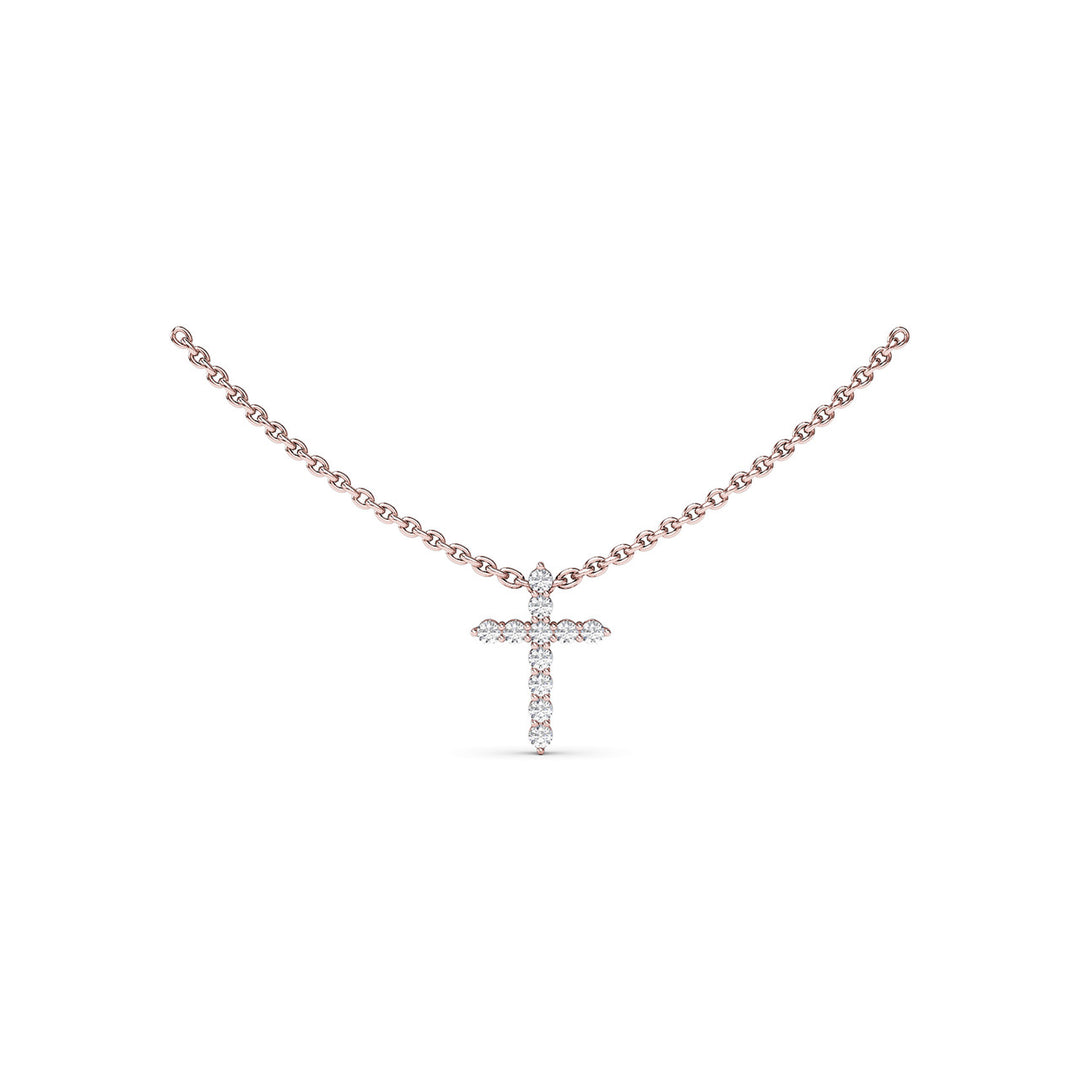 Diamond Prong Cross Necklace