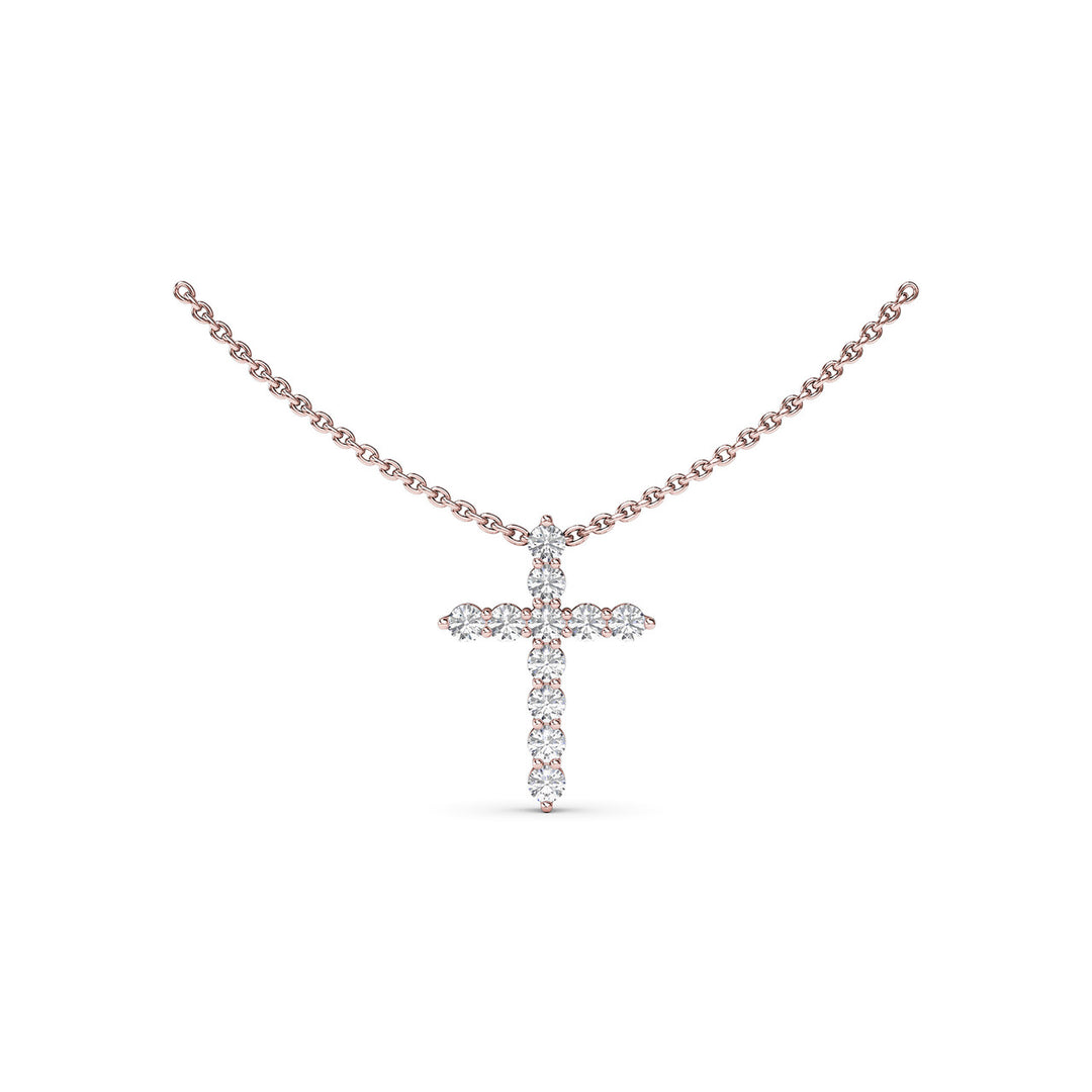 Diamond Prong Cross Necklace
