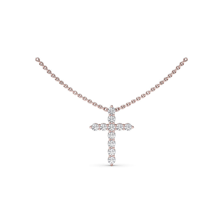 Diamond Prong Cross Necklace
