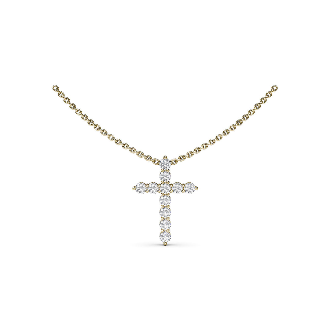 Diamond Prong Cross Necklace