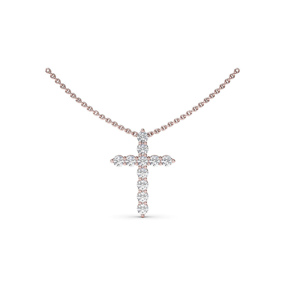 Diamond Prong Cross Necklace