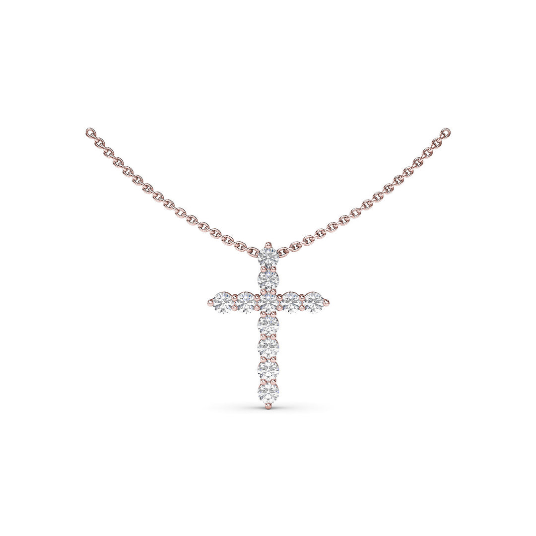 Diamond Prong Cross Necklace