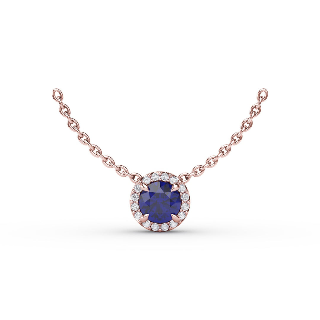Classic Sapphire and Diamond Pendant Necklace