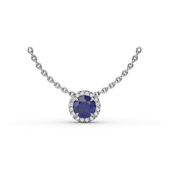 Classic Sapphire and Diamond Pendant Necklace