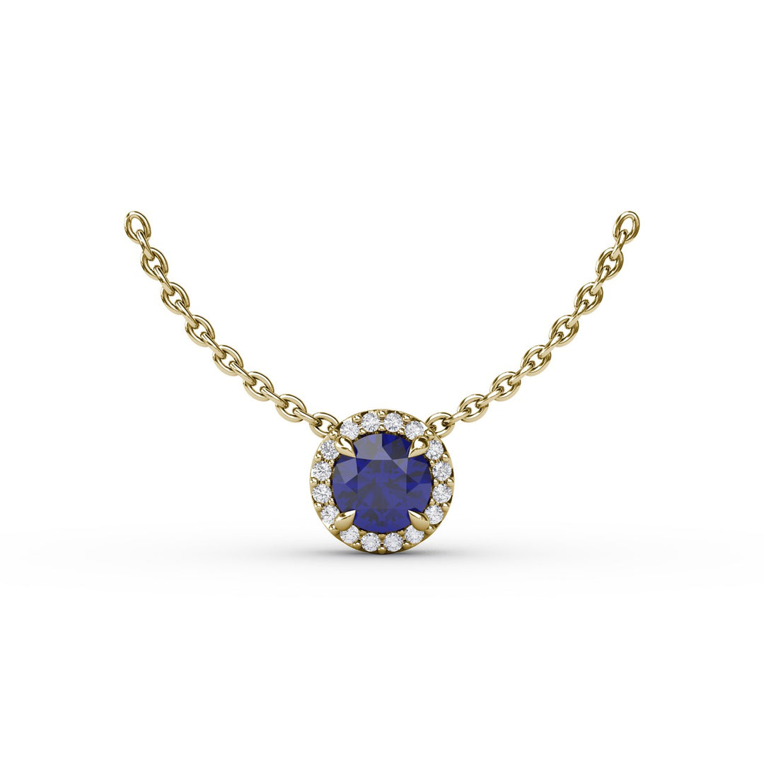 Classic Sapphire and Diamond Pendant Necklace