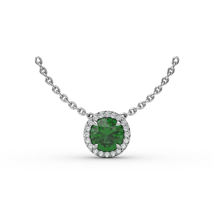 Classic Emerald and Diamond Pendant Necklace