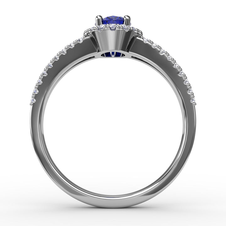Split Shank Oval Sapphire and Diamond Ring