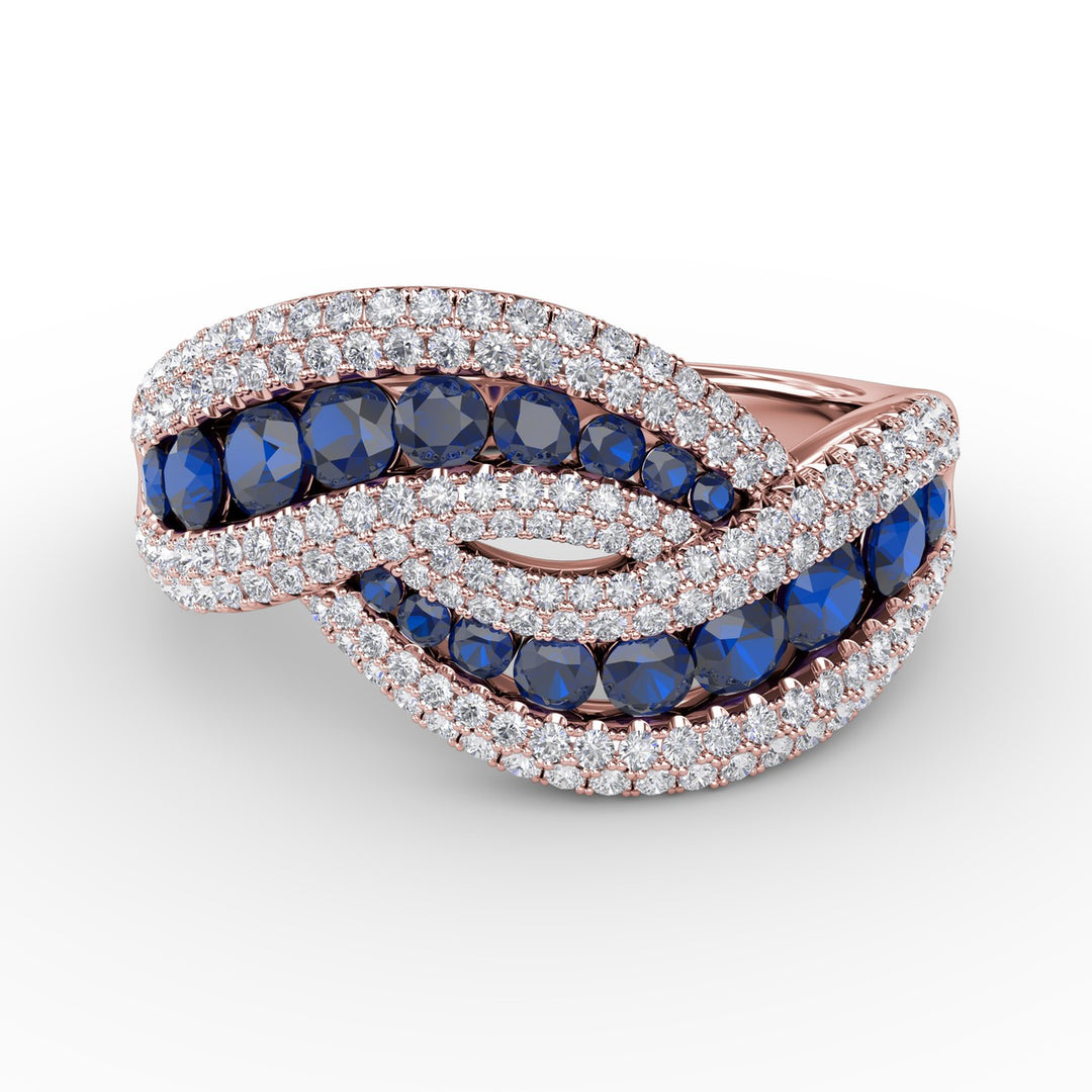 Intertwining Love Sapphire and Diamond Ring