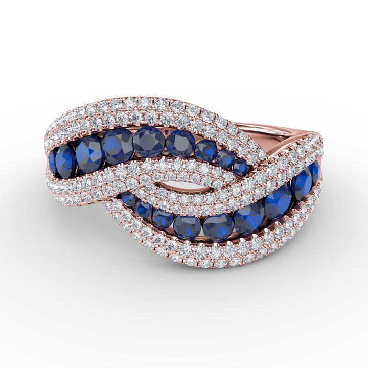 Intertwining Love Sapphire and Diamond Ring