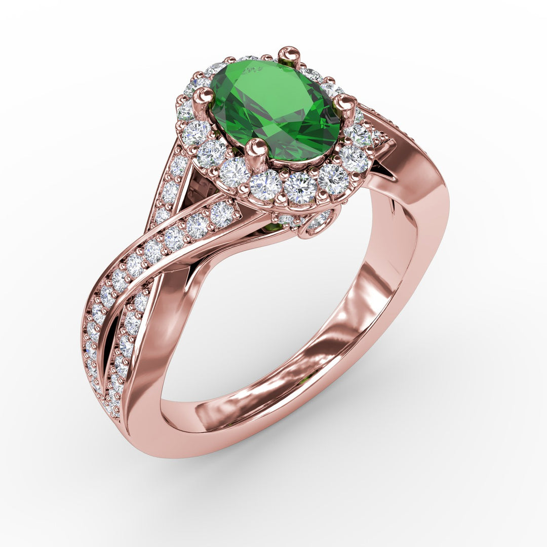 Look of Love Emerald and Diamond Criss-Cross Ring