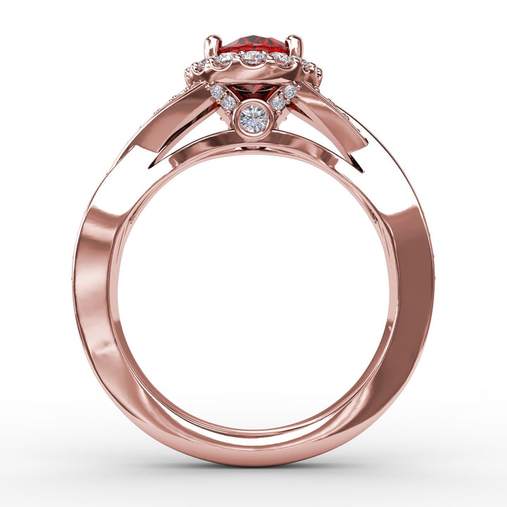 Look of Love Rose and Diamond Criss-Cross Ring