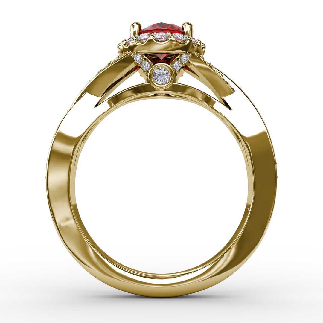 Look of Love Rose and Diamond Criss-Cross Ring