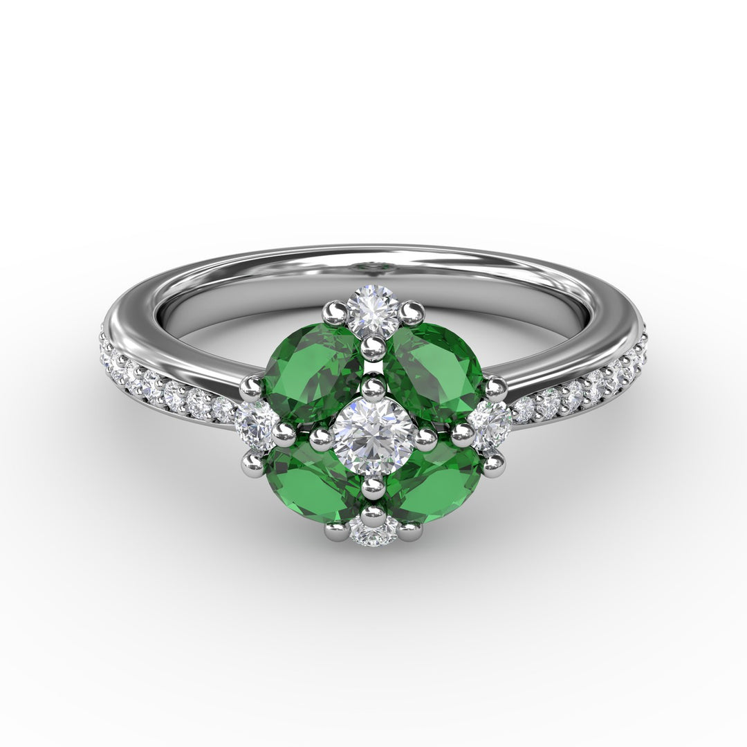 Floral Emerald and Diamond Ring